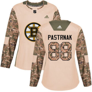 Women's Boston Bruins #88 David Pastrnak Camo Authentic 2017 Veterans Day Stitched NHL Jersey