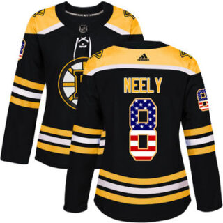 Women's Boston Bruins #8 Cam Neely Black Home Authentic USA Flag Stitched NHL Jersey