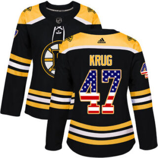 Women's Boston Bruins #47 Torey Krug Black Home Authentic USA Flag Stitched NHL Jersey