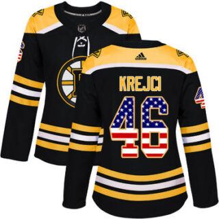 Women's Boston Bruins #46 David Krejci Black Home Authentic USA Flag Stitched NHL Jersey
