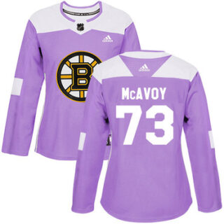 Women's Boston Bruins #73 Charlie McAvoy Purple Authentic Fights Cancer Stitched NHL Jersey