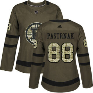 Women's Boston Bruins #88 David Pastrnak Green Salute to Service Stitched NHL Jersey