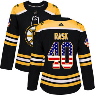 Women's Boston Bruins #40 Tuukka Rask Black Home Authentic USA Flag Stitched NHL Jersey