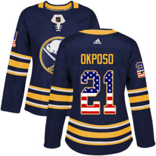 Women's Buffalo Sabres #21 Kyle Okposo Navy Blue Home Authentic USA Flag Stitched NHL Jersey