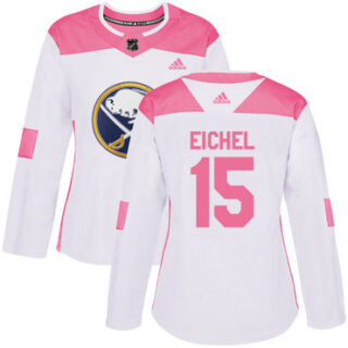 Women's Buffalo Sabres #15 Jack Eichel White Pink Authentic Fashion Stitched NHL Jersey