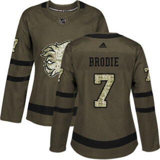 Women's Calgary Flames #7 TJ Brodie Green Salute to Service Stitched NHL Jersey