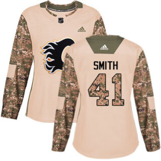 Women's Calgary Flames #41 Mike Smith Camo Authentic 2017 Veterans Day Stitched NHL Jersey