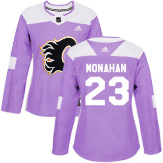 Women's Calgary Flames #23 Sean Monahan Purple Authentic Fights Cancer Stitched NHL Jersey