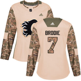 Women's Calgary Flames #7 TJ Brodie Camo Authentic 2017 Veterans Day Stitched NHL Jersey