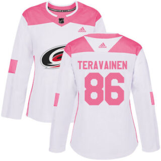 Women's Carolina Hurricanes #86 Teuvo Teravainen White Pink Authentic Fashion Stitched NHL Jersey