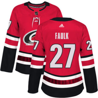 Women's Carolina Hurricanes #27 Justin Faulk Red Home Authentic Stitched NHL Jersey