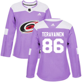 Women's Carolina Hurricanes #86 Teuvo Teravainen Purple Authentic Fights Cancer Stitched NHL Jersey