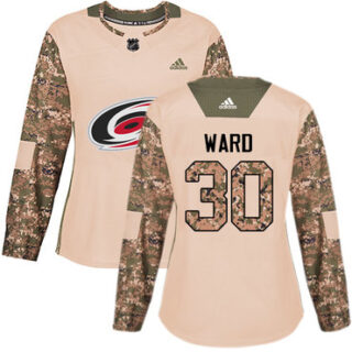 Women's Carolina Hurricanes #30 Cam Ward Camo Authentic 2017 Veterans Day Stitched NHL Jersey