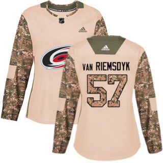Women's Carolina Hurricanes #57 Trevor Van Riemsdyk Camo Authentic 2017 Veterans Day Stitched NHL Jersey