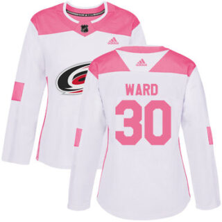 Women's Carolina Hurricanes #30 Cam Ward White Pink Authentic Fashion Stitched NHL Jersey