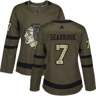 Women's Chicago Blackhawks #7 Brent Seabrook Green Salute to Service Stitched NHL Jersey