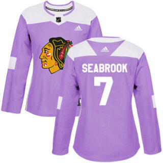 Women's Chicago Blackhawks #7 Brent Seabrook Purple Authentic Fights Cancer Stitched NHL Jersey
