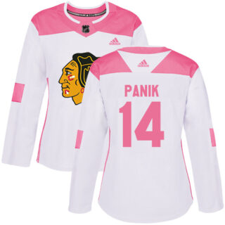 Women's Chicago Blackhawks #14 Richard Panik White Pink Authentic Fashion Stitched NHL Jersey