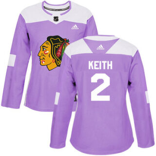 Women's Chicago Blackhawks #2 Duncan Keith Purple Authentic Fights Cancer Stitched NHL Jersey