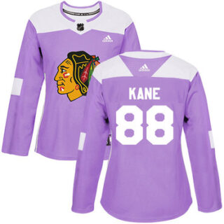 Women's Chicago Blackhawks #88 Patrick Kane Purple Authentic Fights Cancer Stitched NHL Jersey
