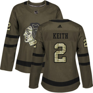 Women's Chicago Blackhawks #2 Duncan Keith Green Salute to Service Stitched NHL Jersey