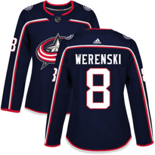 Women's Columbus Blue Jackets #8 Zach Werenski Navy Blue Home Authentic Stitched NHL Jersey