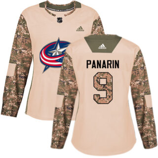Women's Columbus Blue Jackets #9 Artemi Panarin Camo Authentic 2017 Veterans Day Stitched NHL Jersey