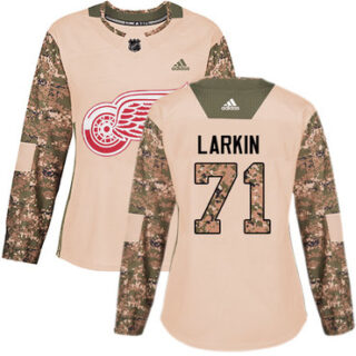 Women's Detroit Red Wings #71 Dylan Larkin Camo Authentic 2017 Veterans Day Stitched NHL Jersey