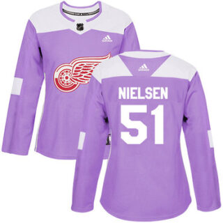 Women's Detroit Red Wings #51 Frans Nielsen Purple Authentic Fights Cancer Stitched NHL Jersey