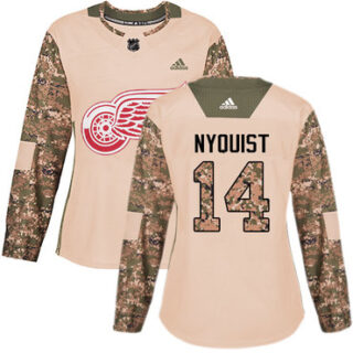 Women's Detroit Red Wings #14 Gustav Nyquist Camo Authentic 2017 Veterans Day Stitched NHL Jersey