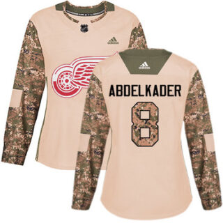 Women's Detroit Red Wings #8 Justin Abdelkader Camo Authentic 2017 Veterans Day Stitched NHL Jersey