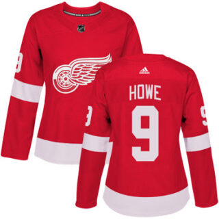 Women's Detroit Red Wings #9 Gordie Howe Red Home Authentic Stitched NHL Jersey