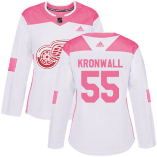 Women's Detroit Red Wings #55 Niklas Kronwall White Pink Authentic Fashion Stitched NHL Jersey