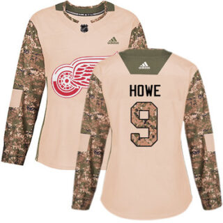 Women's Detroit Red Wings #9 Gordie Howe Camo Authentic 2017 Veterans Day Stitched NHL Jersey