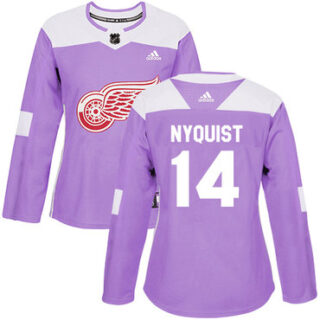 Women's Detroit Red Wings #14 Gustav Nyquist Purple Authentic Fights Cancer Stitched NHL Jersey