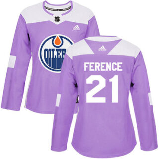 Women's Edmonton Oilers #21 Andrew Ference Purple Authentic Fights Cancer Stitched NHL Jersey