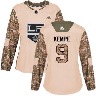 Women's Los Angeles Kings #9 Adrian Kempe Camo Authentic 2017 Veterans Day Stitched NHL Jersey