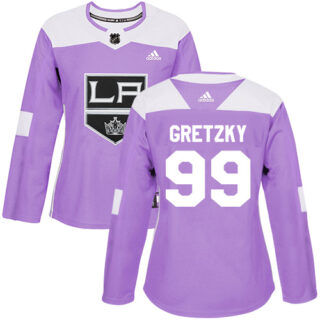 Women's Los Angeles Kings #99 Wayne Gretzky Purple Authentic Fights Cancer Stitched NHL Jersey