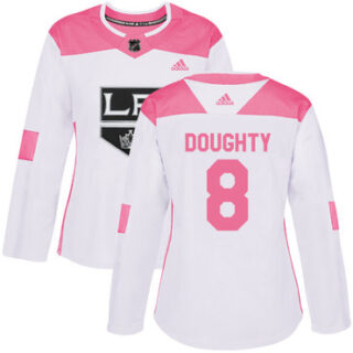 Women's Los Angeles Kings #8 Drew Doughty White Pink Authentic Fashion Stitched NHL Jersey