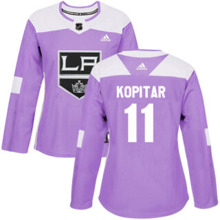 Women's Los Angeles Kings #11 Anze Kopitar Purple Authentic Fights Cancer Stitched NHL Jersey