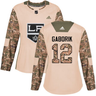 Women's Los Angeles Kings #12 Marian Gaborik Camo Authentic 2017 Veterans Day Stitched NHL Jersey
