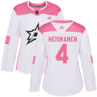 Women's Dallas Stars #4 Miro Heiskanen White Pink Authentic Fashion Stitched NHL Jersey