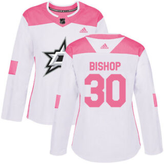 Women's Dallas Stars #30 Ben Bishop White Pink Authentic Fashion Stitched NHL Jersey
