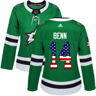 Women's Dallas Stars #14 Jamie Benn Green Home Authentic USA Flag Stitched NHL Jersey