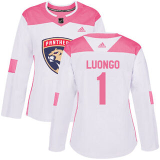 Women's Florida Panthers #1 Roberto Luongo White Pink Authentic Fashion Stitched NHL Jersey