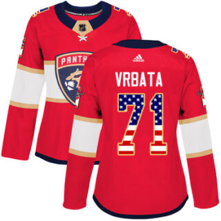 Women's Florida Panthers #71 Radim Vrbata Red Home Authentic USA Flag Stitched NHL Jersey