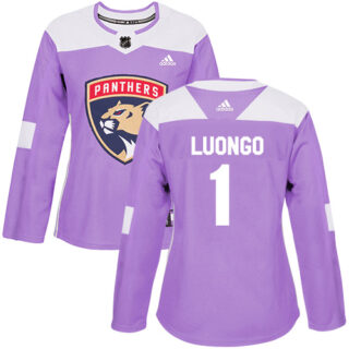 Women's Florida Panthers #1 Roberto Luongo Purple Authentic Fights Cancer Stitched NHL Jersey