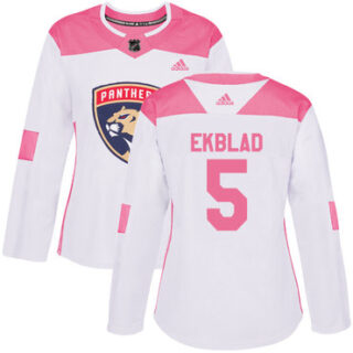 Women's Florida Panthers #5 Aaron Ekblad White Pink Authentic Fashion Stitched NHL Jersey