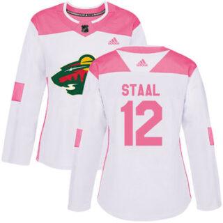 Women's Minnesota Wild #12 Eric Staal White Pink Authentic Fashion Stitched NHL Jersey