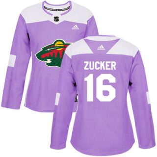Women's Minnesota Wild #16 Jason Zucker Purple Authentic Fights Cancer Stitched NHL Jersey